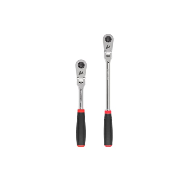 1/2 Inch Drive Flex Head Quick-Release Comfort Grip Ratchet Set, 2-Piece (10-1/2, 14 in.)
